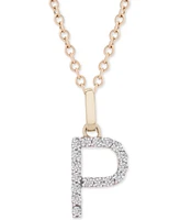 Diamond Initial Pendant Necklace (1/10 ct. t.w.) in 14k Gold, 17" + 1" Extender