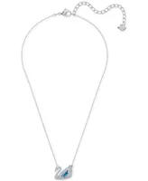 Swarovski Silver-Tone Cubic Zirconia Swan Pendant Necklace, 14-7/8" + 2" extender