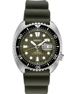 Seiko Men's Automatic Prospex King Turtle Green Silicone Strap Watch 45mm - A Special Edition