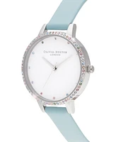 Olivia Burton Women's Rainbow Turquoise Leather Strap Watch 34mm