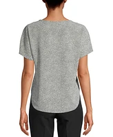 Anne Klein Women's Printed Boat Neck Short-Sleeve Top