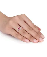 Lab-Grown Ruby (1 ct. t.w.) and Diamond (1/10 Heart Halo Ring Sterling Silver