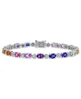 Multi-Color Lab Grown Sapphire (9 7/8 ct. t.w.) and Diamond-Accent Tennis Bracelet in Sterling Silver - Multi