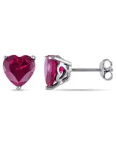 Lab Grown Ruby (5 1/2 ct. t.w.) Heart Stud Earrings in Sterling Silver