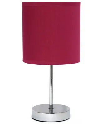 Simple Designs Chrome Mini Basic Table Lamp with Fabric Shade