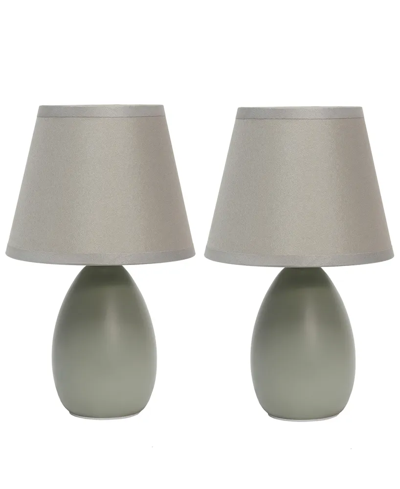 Simple Designs Mini Egg Oval Ceramic Table Lamp 2 Pack Set