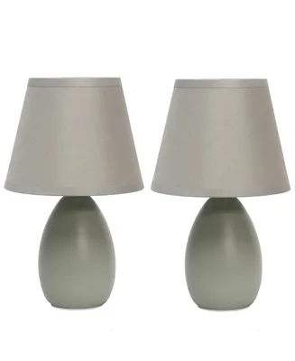 Simple Designs Mini Egg Oval Ceramic Table Lamp 2 Pack Set