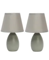 Simple Designs Mini Egg Oval Ceramic Table Lamp 2 Pack Set