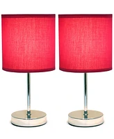 Simple Designs Chrome Mini Basic Table Lamp with Fabric Shade 2 Pack Set