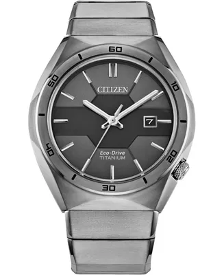 Citizen Men's Armor Eco-Drive Silver-Tone Titanium Bracelet Watch 41mm - Silver