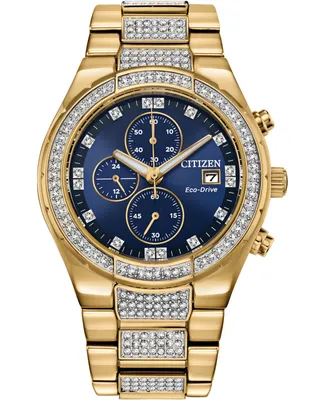 Citizen Men's Chronograph Eco-Drive Crystal Gold-Tone Stainless Steel Bracelet Watch 42mm