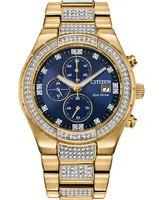 Citizen Men's Chronograph Eco-Drive Crystal Gold-Tone Stainless Steel Bracelet Watch 42mm - Gold