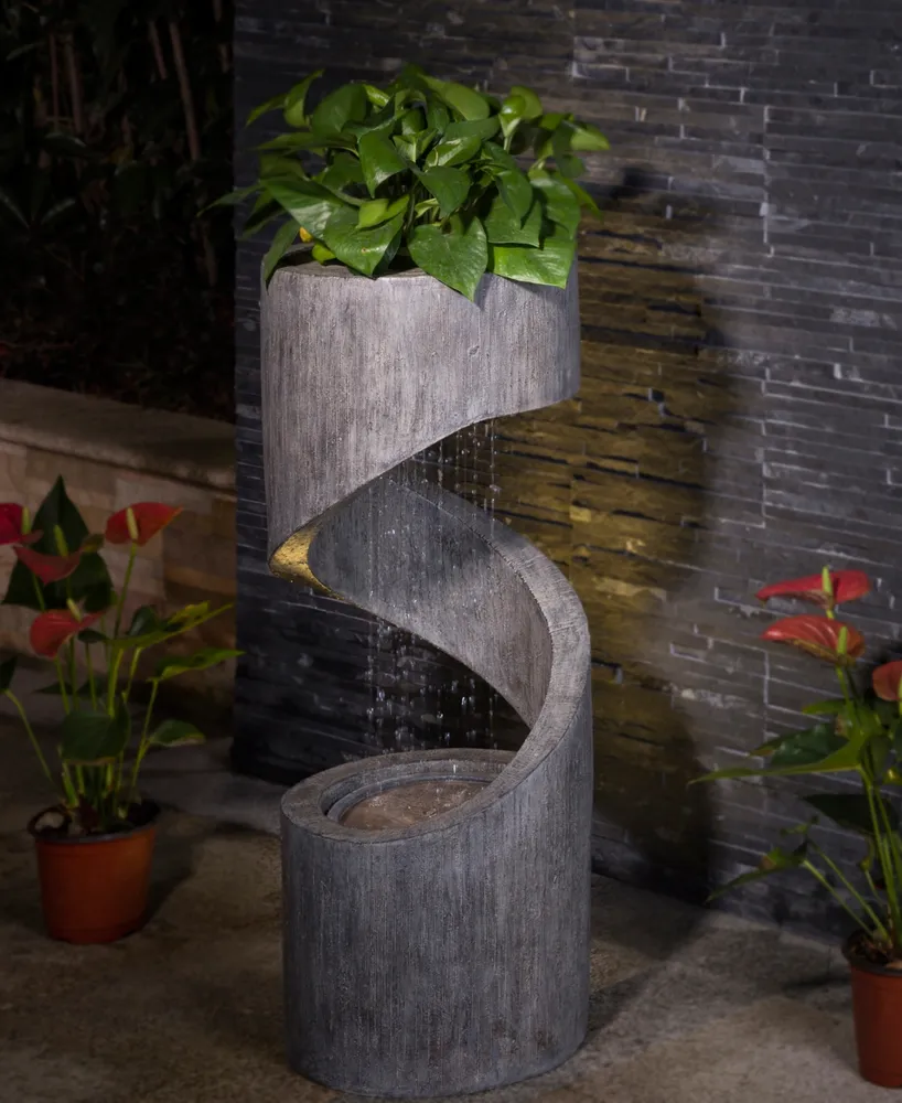 Glitzhome Curving Shaped Outdoor Fountain with Pump and Led Light