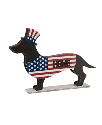 Glitzhome 24.52"L Metal-Wooden Patriotic Double Sided Home-Welcome Dachshund Decor