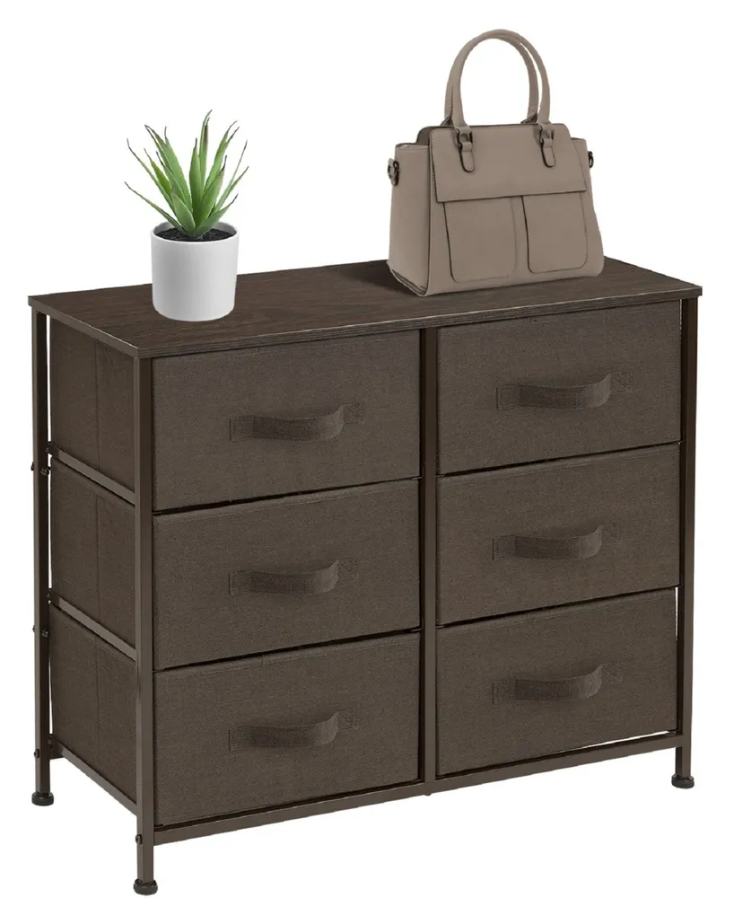 Sorbus 6 Drawers Dresser- Storage Unit with Steel Frame, Wood Top, Fabric Bins - for Bedroom, Closet