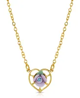 2028 14K Gold-Dipped Porcelain Rose Heart Necklace