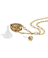 2028 14K Gold-tone Crystal Filigree Heart with Glass Vial Necklace