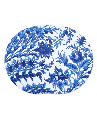 Saro Lifestyle French Style Floral Print Decorative Charger Plate Set of 4