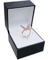 Cubic Zirconia Baguette Butterfly Ring (1-1/2 ct. t.w.) Sterling Silver or 18K Rose Gold over