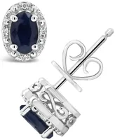 Sapphire (1-1/5 ct. t.w.) and Diamond Accent Stud Earrings in Sterling Silver