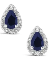 Sapphire (9/10 ct. t.w.) and Diamond Accent Stud Earrings Sterling Silver (Also Ruby)