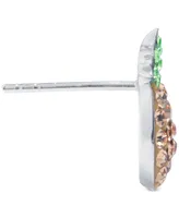 Crystal Pineapple Stud Earrings in Sterling Silver