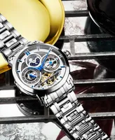 Stuhrling Men's Silver Tone Stainless Steel Bracelet Watch 47mm