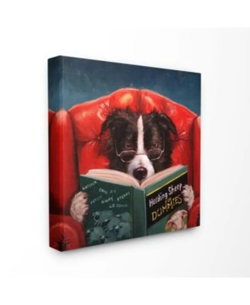 Stupell Industries Herding Sheep Dog Reading For Dummies Funny Painting Canvas Wall Art Collection