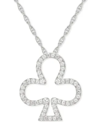 Diamond Open Clover 18" Pendant Necklace (1/4 ct. t.w.) in Sterling Silver