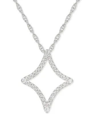 Diamond Shape Outline 18" Pendant Necklace (1/5 ct. t.w.) in Sterling Silver