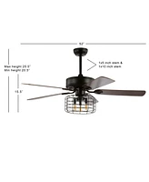 Asher 52" 3-Light Industrial, Wood Led Ceiling Fan with Remote