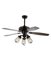 Lucas 52" Caged 3-Light, Wood Led Ceiling Fan