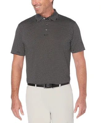 Pga Tour Men's Short Sleeve Feeder Stripe Polo Golf Shirt