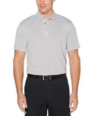 Pga Tour Men's Short Sleeve Feeder Stripe Polo Golf Shirt