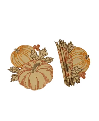 Manor Luxe Pumpkin Party Embroidered Cutwork Round Placemats - Set of 4
