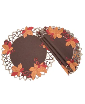 Manor Luxe Harvest Hues Embroidered Cutwork Fall Round Placemats - Set of 4