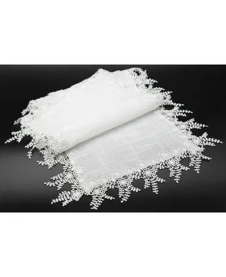 Manor Luxe Floral Garden Lace Trim Table Runner
