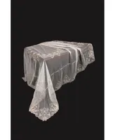 Manor Luxe Exquisite Heart Lace Embroidered Tablecloth with Beaded Accents