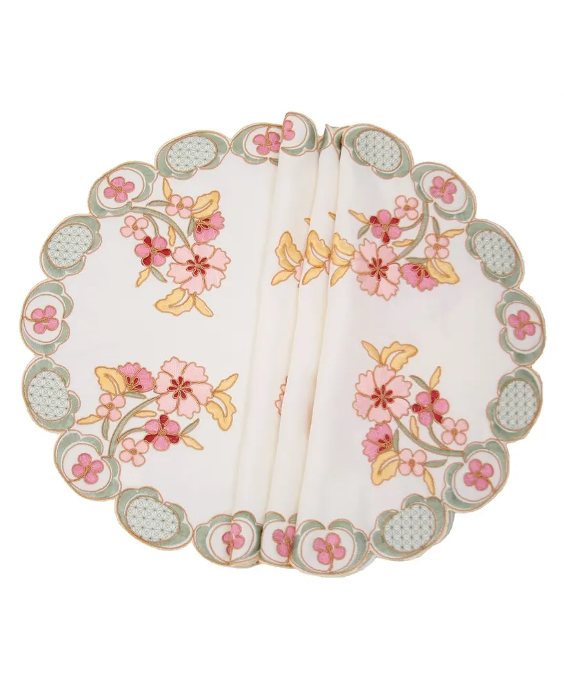 Manor Luxe Primrose Embroidered Cutwork Round Placemats - Set of 4