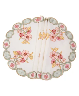 Manor Luxe Primrose Embroidered Cutwork Round Placemats - Set of 4