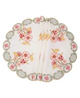 Manor Luxe Primrose Embroidered Cutwork Round Placemats - Set of 4