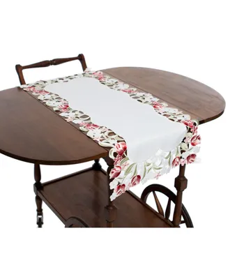 Manor Luxe Lush Rosette Embroidered Cutwork Table Runner