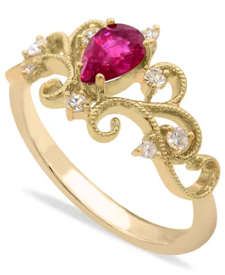 Gemstone and Diamonds (1/8 ct. t.w.) Ring Set in 14k Yellow Gold