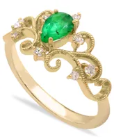 Gemstone and Diamonds (1/8 ct. t.w.) Ring Set 14k Yellow Gold