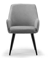 Glamour Home Set of 2 Amir Dining Chair with Metal Legs and Square Arms