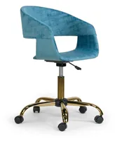 Glamour Home Amani Velvet Office Chair with Metal Base