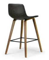 Glamour Home Set of 2 Alyn Modern Barstool with Finish plywood Legs and Metal Footrest