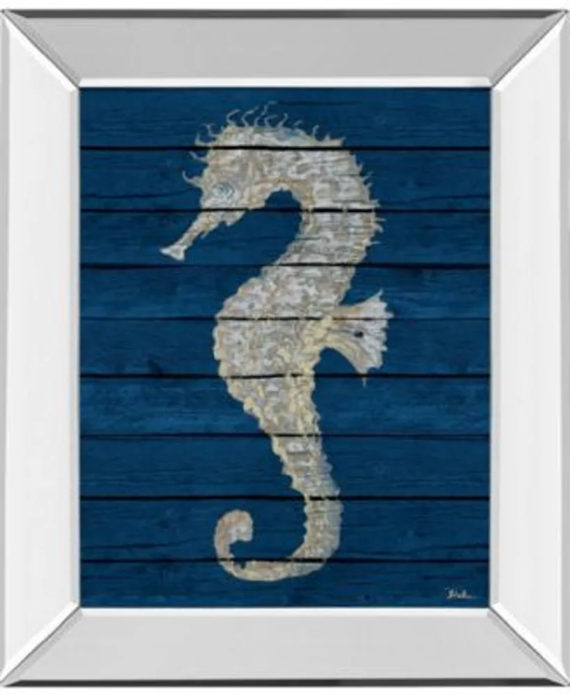 Classy Art Antique Seahorse On Blue By Patricia Pinto Mirror Framed Print Wall Art Collection