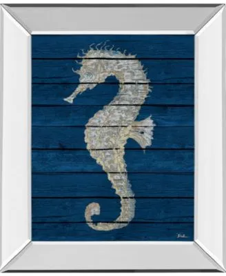 Classy Art Antique Seahorse On Blue By Patricia Pinto Mirror Framed Print Wall Art Collection