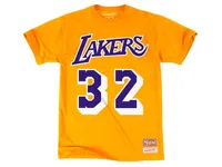 Mitchell & Ness Los Angeles Lakers Men's Magic Johnson Hardwood Print Player T-Shirt